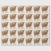 Aangepaste Naam & Kleur Schattigee Luiaard Cadeaupapier (Vlak)