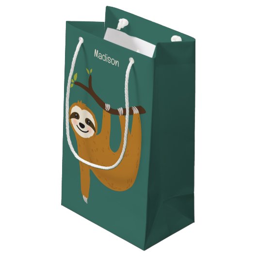 Aangepaste Naam & Kleur Schattigee Luiaard Klein Cadeauzakje (Achterkant Gekanteld)
