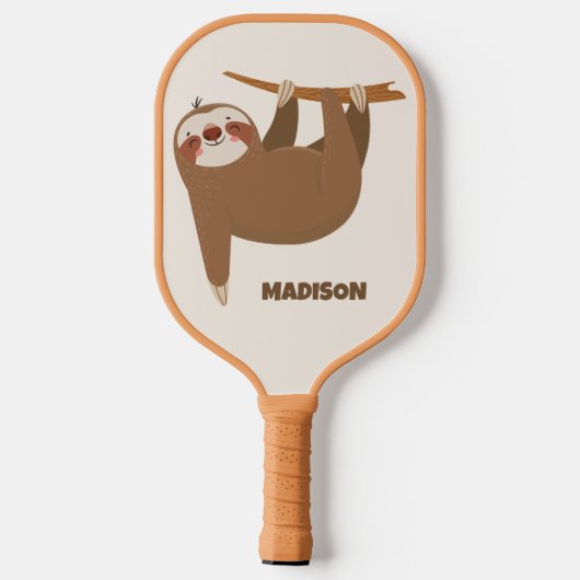 Aangepaste Naam & Kleur Schattigee Luiaard Pickleball Paddle (Achterkant)