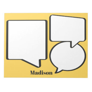 Aangepaste naam & kleur Speech Bubble Notitieblok