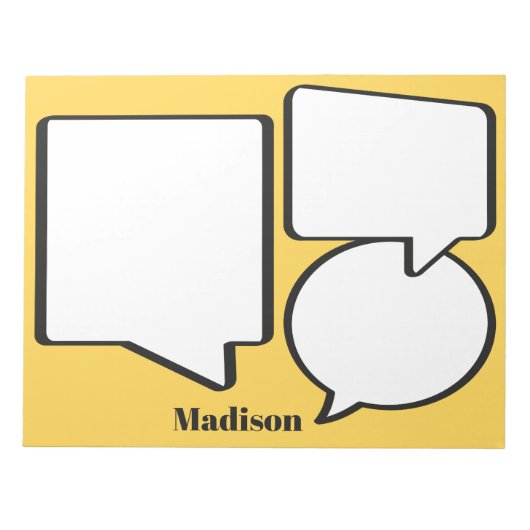 Aangepaste naam & kleur Speech Bubble Notitieblok (Voorkant)