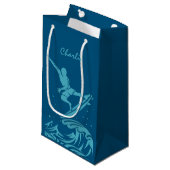 Aangepaste naam & kleur Surfer geschenkzak Klein Cadeauzakje (Voorkant Gekanteld)