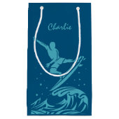 Aangepaste naam & kleur Surfer geschenkzak Klein Cadeauzakje (Voorkant)