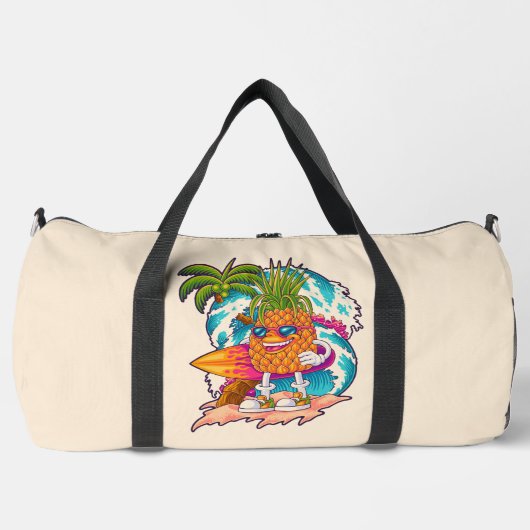 Aangepaste naam & kleur Surfing Ananas Plunjezak (Voorkant)