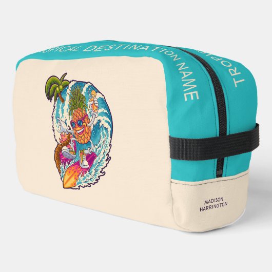 Aangepaste naam & kleur Surfing Ananas Toilettasje (Linkerhoek)