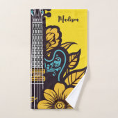 Aangepaste naam & kleur Ukulele Bad Handdoek (Handdoek)