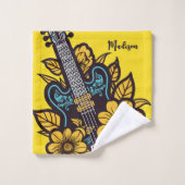 Aangepaste naam & kleur Ukulele Bad Handdoek (Wasdoekje)