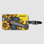 Aangepaste naam & kleur Ukulele Bagagelabel (Voorkant (horizontaal))