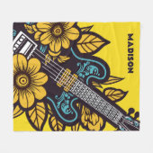 Aangepaste naam & kleur Ukulele Fleece Deken (Voorkant (Horizontaal))
