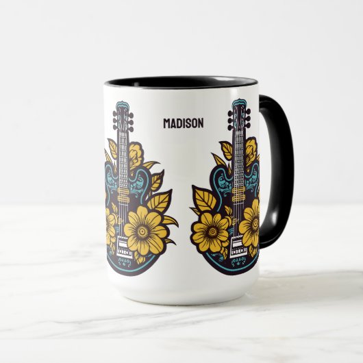 Aangepaste naam & kleur Ukulele Mok (Voorkant rechts)