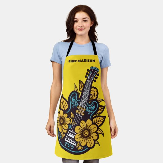 Aangepaste naam & kleur Ukulele Schort (Gedragen)