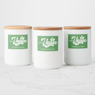Aangepaste naam & kleur Vegan Voedselcontainer Etiket