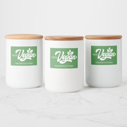 Aangepaste naam & kleur Vegan Voedselcontainer Etiket (Flessen)