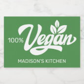 Aangepaste naam & kleur Vegan Voedselcontainer Etiket (Enkel label)