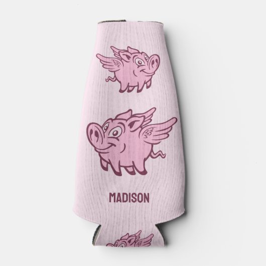 Aangepaste Naam & Kleur Vliegend Varken Flesjeskoeler (Voorkant)