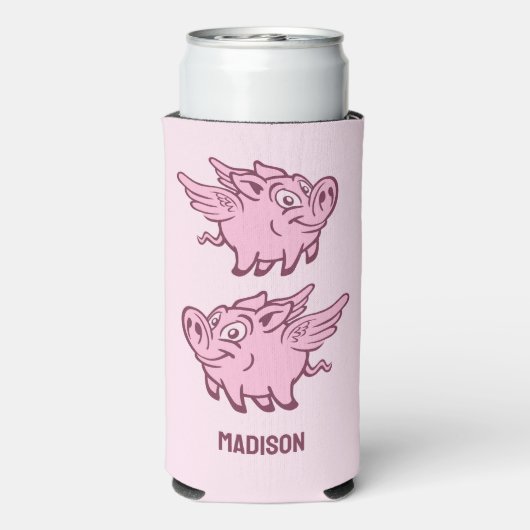 Aangepaste Naam & Kleur Vliegend Varken Seltzer Blikjeskoeler (Seltzer Achterkant)