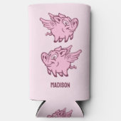 Aangepaste Naam & Kleur Vliegend Varken Seltzer Blikjeskoeler (Voorkant)