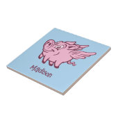 Aangepaste Naam & Kleur Vliegend Varken Tegeltje (Zijkant)