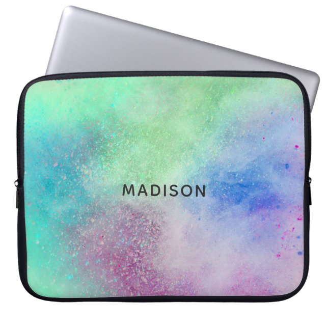 Aangepaste naam Kleurenexplosie-laptophoezen Laptop Sleeve (Voorkant)