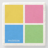 Aangepaste naam Kleurenvierkantjes Stenen Onderzetter (Voorkant)