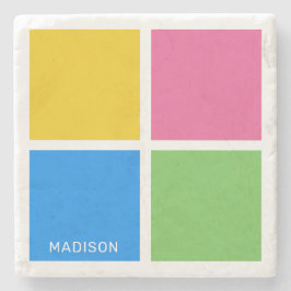 Aangepaste naam Kleurenvierkantjes Stenen Onderzetter