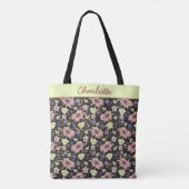 Aangepaste naam kleurig floreel naadloos patroon tote bag (Achterkant)
