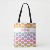 Aangepaste naam Kleurrijk Pastel Dot Patroon Tote Bag (Voorkant)