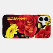 Aangepaste naam kleurrijk Roos Vloervulkaan Bouque iPhone Hoesje (Achterkant horizontaal)