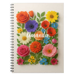 Aangepaste naam Kleurrijke Bloemen Notitieboek