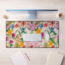 Aangepaste naam Kleurrijke Bloemen Vrouwelijk meis Bureaumat
