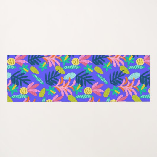 Aangepaste naam kleurrijke bloemenblauw modern sch yogamat (Achterkant (horizontaal))