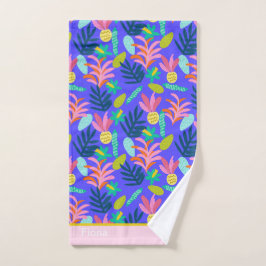 Aangepaste naam kleurrijke bloemrijke blauwe moder handdoek