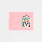 Aangepaste naam Kleurrijke Corgi Pop Art Post-it® Notes (Voorkant)