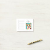 Aangepaste naam Kleurrijke Corgi Pop Art Post-it® Notes (Op bureau)