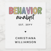 Aangepaste naam Kleurrijke Gedragsanalist Wijn Etiket (Enkel label)