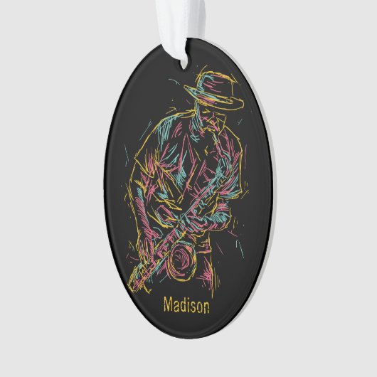 Aangepaste naam Kleurrijke Jazz Player ornament (voorkant)