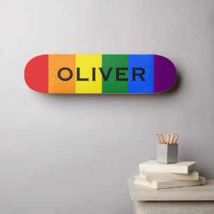 Aangepaste naam kleurrijke LGBTQ Rainbow Gay Pride Persoonlijk Skateboard