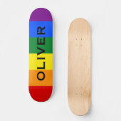 Aangepaste naam kleurrijke LGBTQ Rainbow Gay Pride Persoonlijk Skateboard (Voorkant)