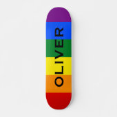 Aangepaste naam kleurrijke LGBTQ Rainbow Gay Pride Persoonlijk Skateboard (Voorkant)