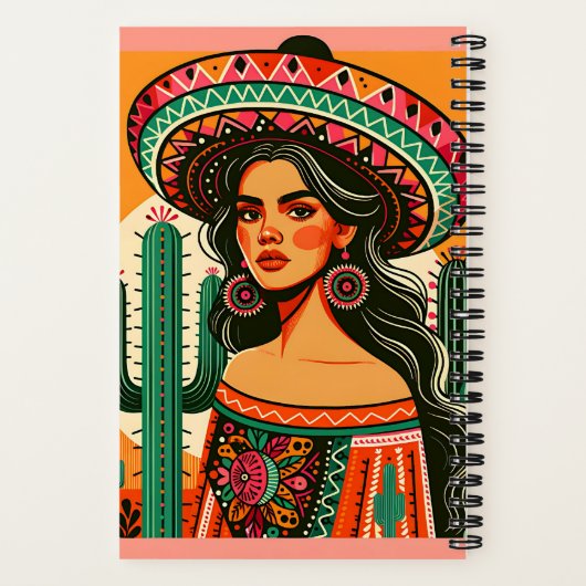 Aangepaste naam Kleurrijke Mexicaanse Fiesta Cactu Notitieboek (Achterkant)