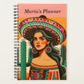 Aangepaste naam Kleurrijke Mexicaanse Fiesta Cactu Planner (Voorkant)
