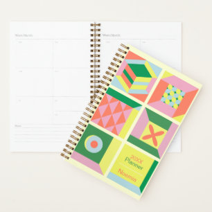 Aangepaste naam kleurrijke moderne jaarlijkse geom planner