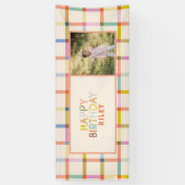 Aangepaste naam Kleurrijke moderne ruit verjaardag Spandoek (Verticaal)