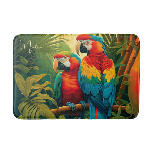 Aangepaste naam Kleurrijke papegaaien Badmat (Voorkant)