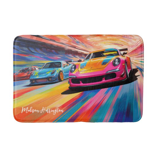 Aangepaste naam Kleurrijke Sportscars Badmat (Voorkant)