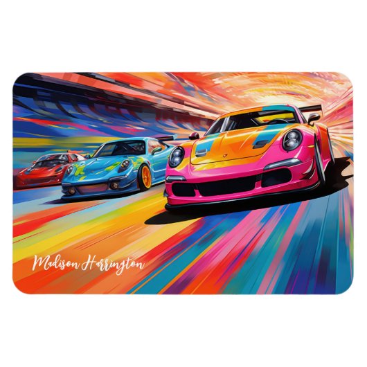 Aangepaste naam Kleurrijke Sportscars Magneet (Horizontaal)