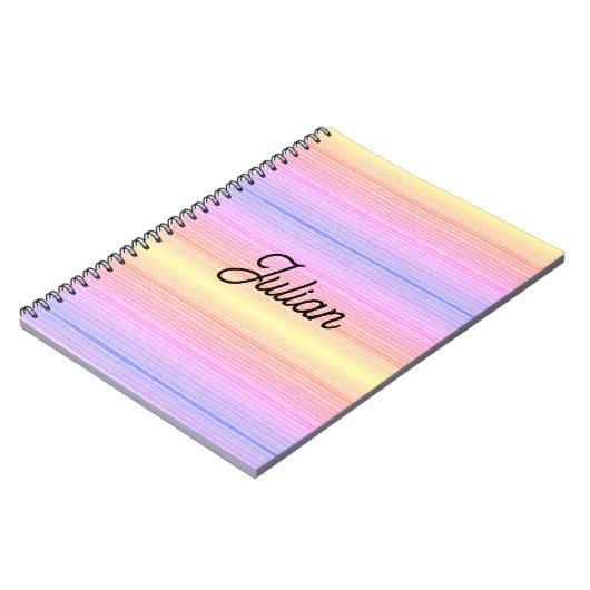 Aangepaste naam kleurrijke strepen notitieboek (Linkerzijde)