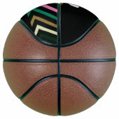 Aangepaste naam kleurrijke strepen op zwart basketbal (Rechts)