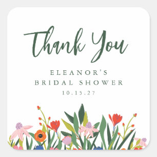 Aangepaste naam Kleurrijke Tuin Bloemrijke Bruidsd Vierkante Sticker