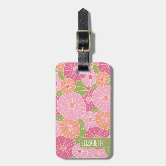 Aangepaste naam kleurrijke zomerpatroon bagagelabel (Voorkant verticaal)